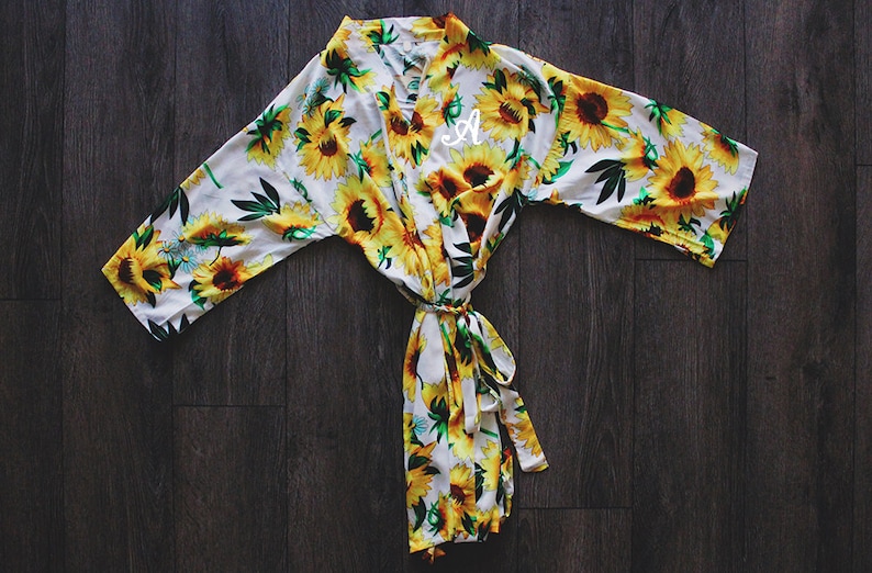 custom robe sunflower robe wedding robe bridesmaid robe satin robes - wedding party robe bridal party robes personalized robe