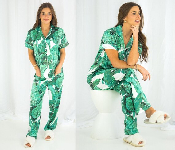 Generic Atlantic Puffins Pattern Women's Pajamas Set Long Sleeve Lounge Sets Soft Sleepwear With Pockets M