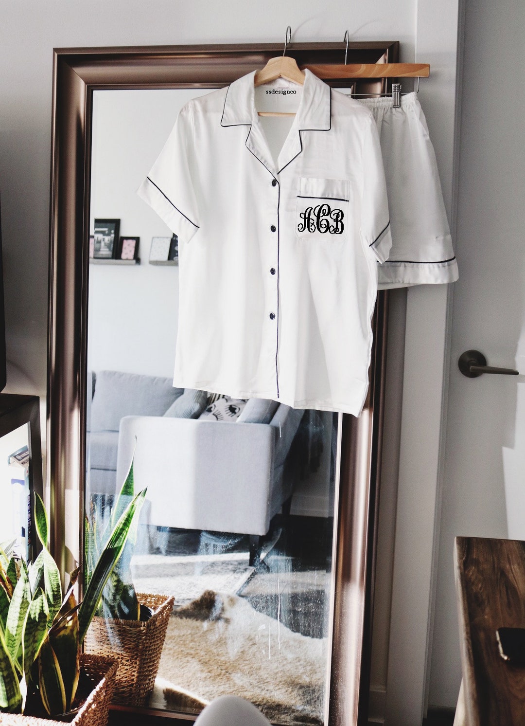 Monogram Pyjamas Custom Monogram Pajamas Custom Name Pajamas White Bride - Etsy