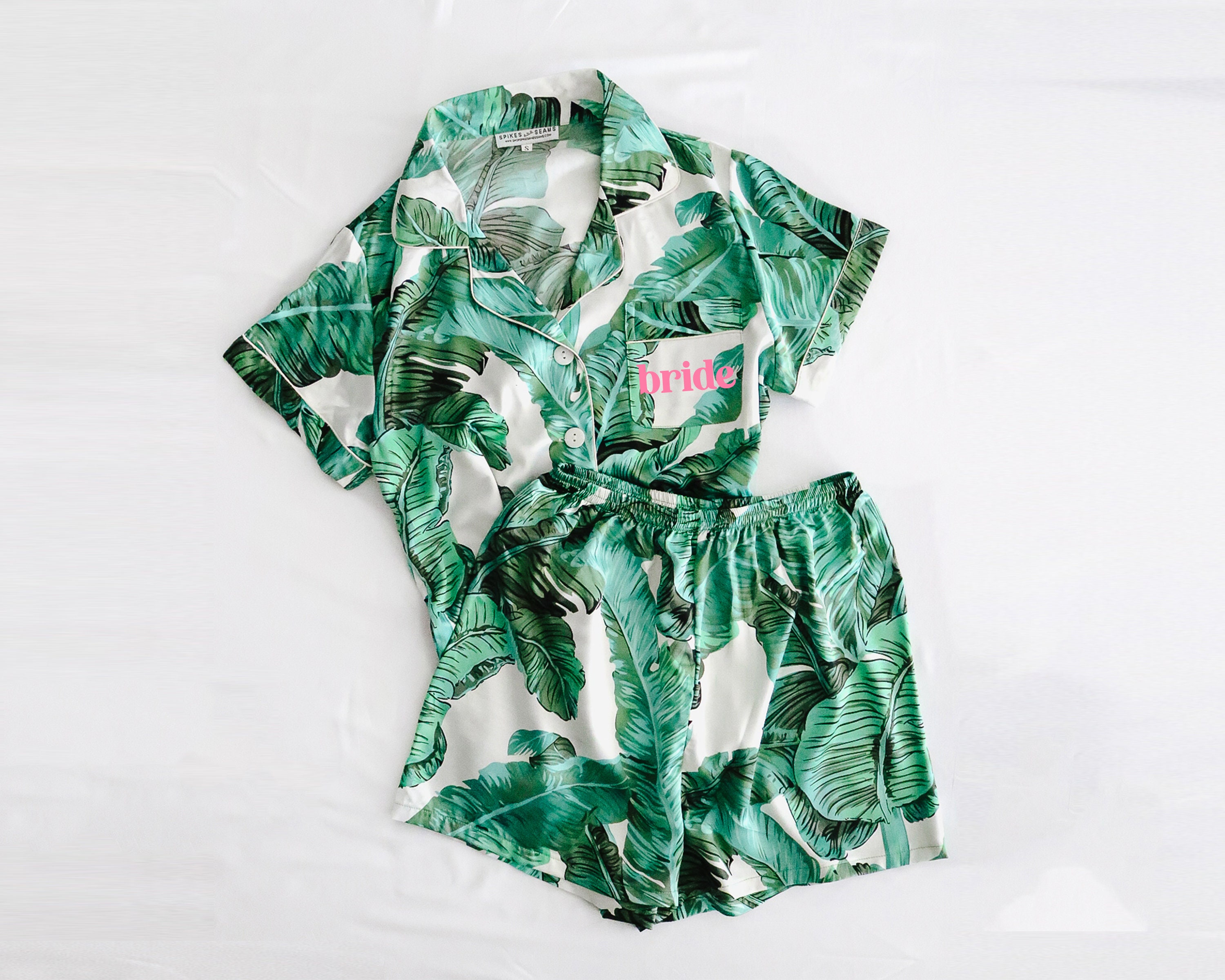 Green Palm Leaf Pajamas Custom Tropical Pajamas Monogram | Etsy