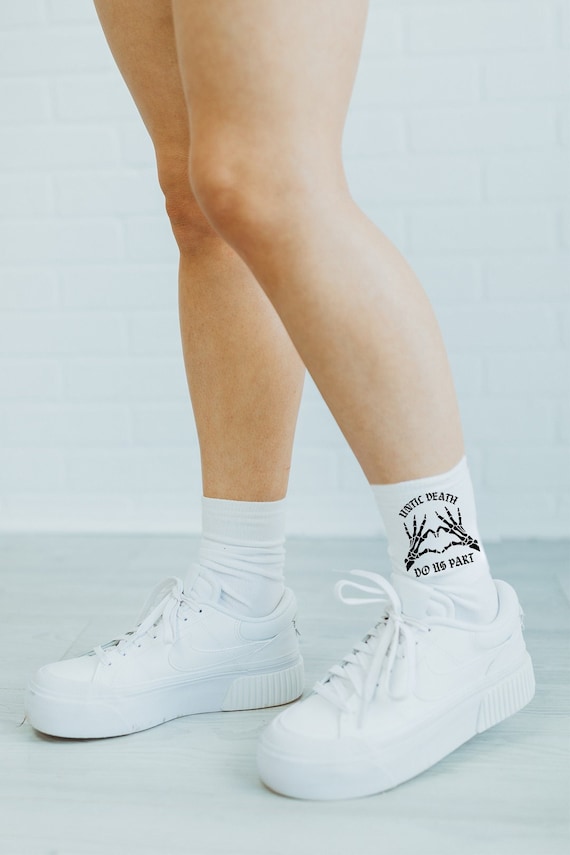 bride socks, bridesmaid, Until Death do us part, wedding socks, wedding, til death do us part, fiancé socks, custom white socks, bride