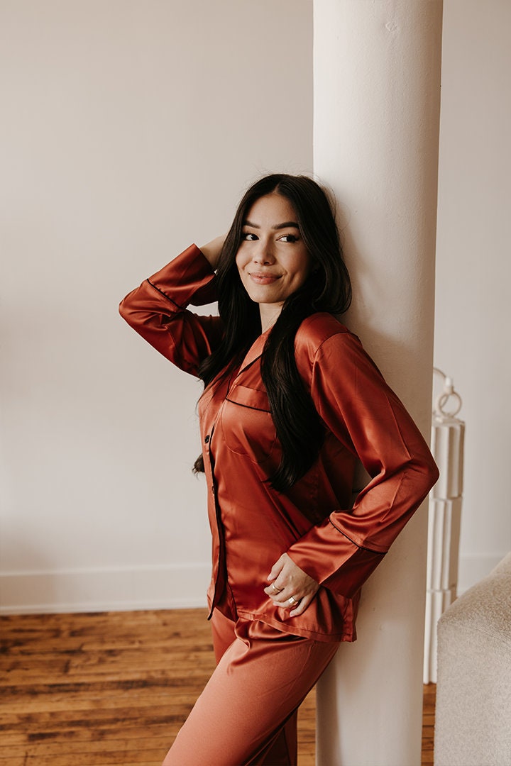 Burnt orange pajama set hotsell