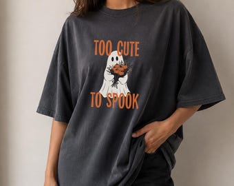 Camiseta gráfica extragrande de Halloween, camiseta de mujer de corte relajado, camiseta de temporada espeluznante, ropa linda de otoño