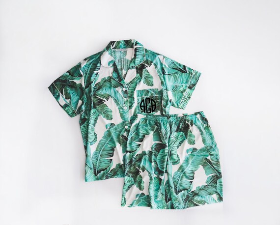 Men's Tropical Banana Leaf Satin Pajamas | Luxury Sleepwear Set | men's luxury Lounge Set, men's soft pajamas | Perfect Gift for Him