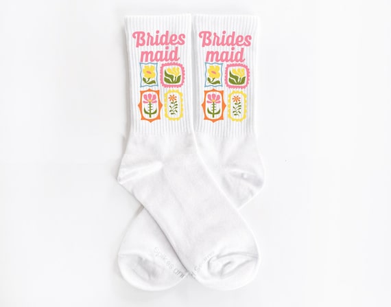 Retro bridesmaid socks, Floral Bachelorette Socks, Groovy Bachelorette Socks, Bridesmaid Bachelorette Gift, Groovy Floral Wedding Socks