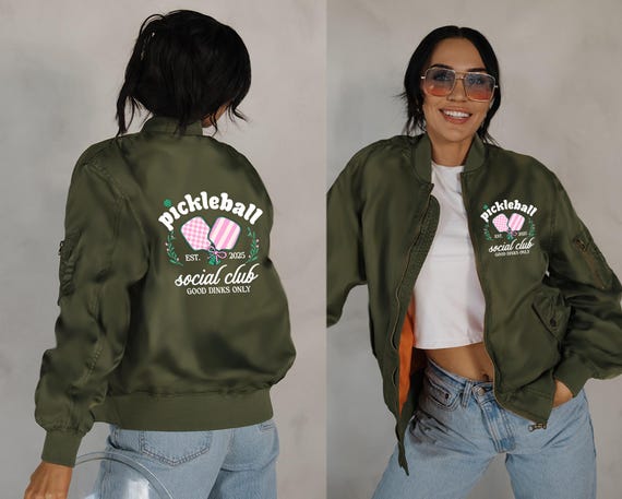 Modern Pickleball Apparel - Lightweight Bomber Jacket - Pickleball League Clothing - Classic Bomber Jacket - Pickleball Club Jacket - Social
