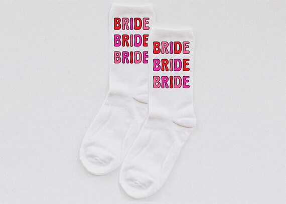 bride socks, bridesmaid, custom crew socks, wedding socks, wedding favors, custom socks, calf socks, crew socks, custom, white socks, brde