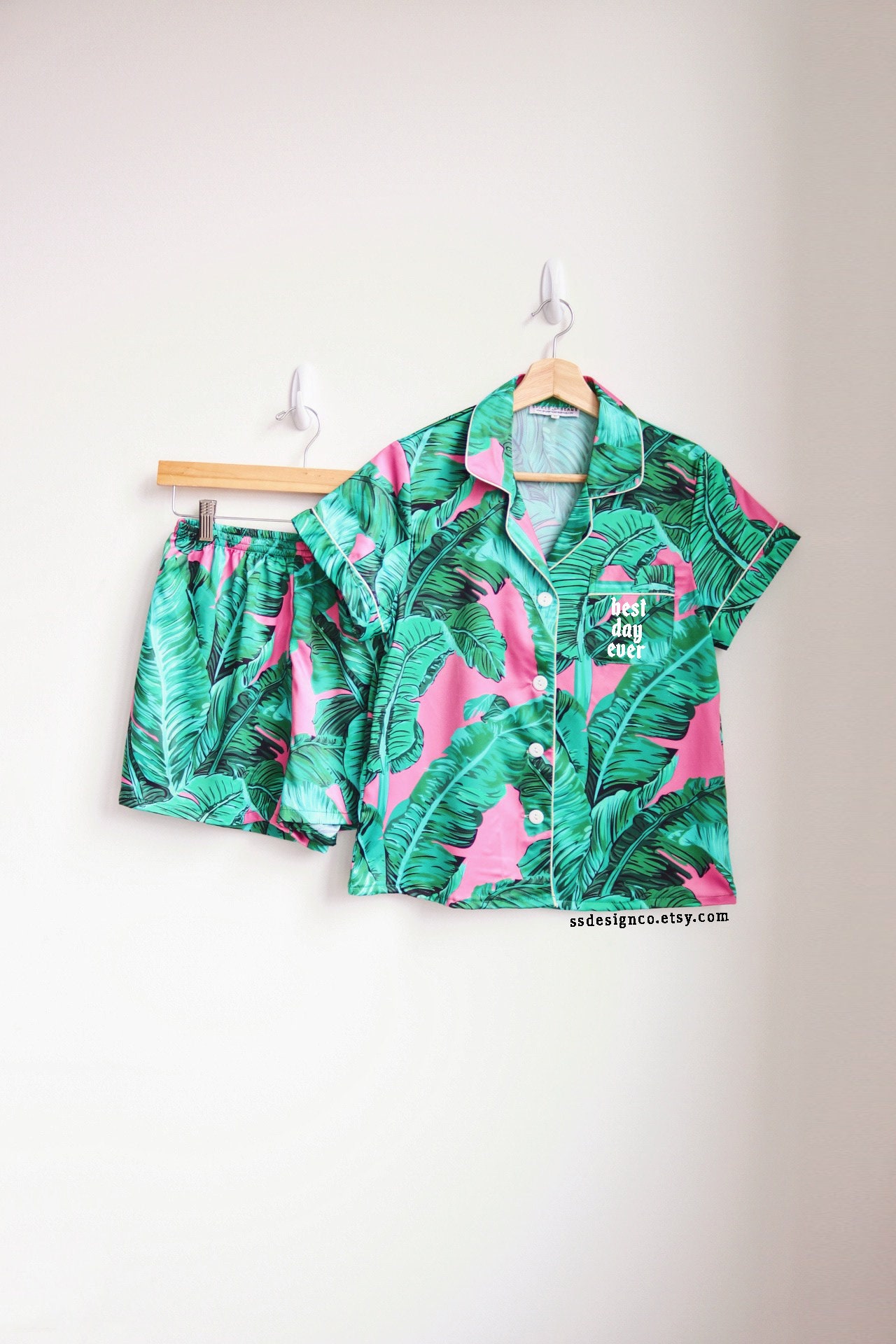 Palm Leaf Pajamas Banana Leaf Pajamas Monogram Pajamas Etsy