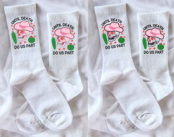 Until Death Do Us Part Bride Socks – Western Cowgirl Wedding Socks, Rustic Country Bachelorette Party Favor for Brides & Bridesmaids - rodeo