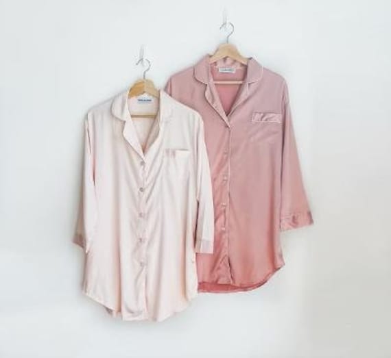 monogram satin pajamas, satin sleep shirt, cozy nightwear, luxury pajamas, trendy satin pajamas, silk sleep top, satin oversized shirt, pjs