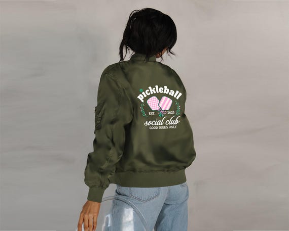 Pickleball Club Jacket - Stylish Pickleball Clothing - Sporty Bomber Jacket - Bomber Jacket for Pickleball Players - Stylish Pickleball Tee