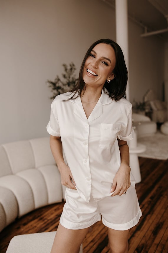 White satin bride pjs sale