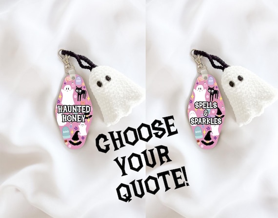 Spooky Ghost Keychain, Halloween Keychain, Halloween Bag Charm, Spooky Accessory, Ghost Tassel Keychain, Pastel Halloween Accessory, Gift