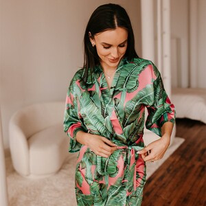 Colorful Palm Tree Hawaiian Print Women's Robe main image 1