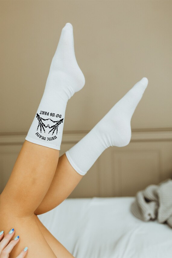 Till death do us part, bride socks, Until Death do us part, wedding socks, wedding, engagement gift, fiancé socks, custom white socks, bride
