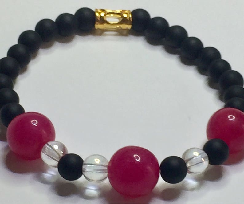 Protection Ruby passion Angel Aura Black Agate Bracelet for Grounding