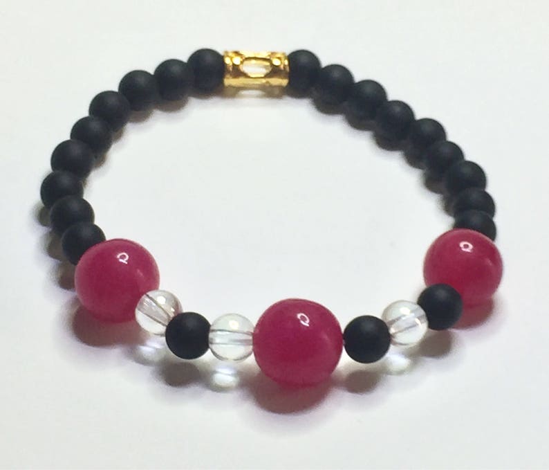 Protection Ruby passion Angel Aura Black Agate Bracelet for Grounding