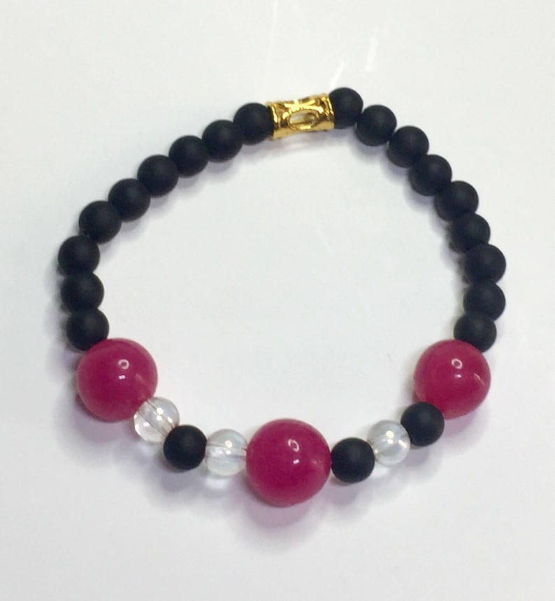Protection Ruby passion Angel Aura Black Agate Bracelet for Grounding
