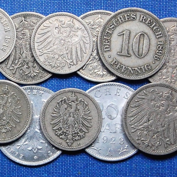 Germany:  92+ Years Old, 20 Coins - 1800's-1930 + 2 Old Foreign Banknotes Free