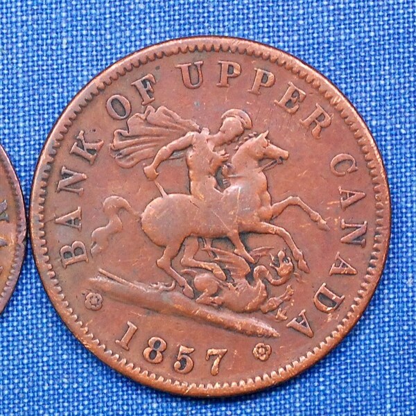 165 Years Old - Canada 1857 Half Penny & 1857 Penny, Large Massive Coins Sized Like a Half Dollar and Silver Dollar