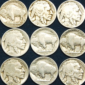 15 Different Date / Mintmark Buffalos - Full 4 Digit Dates - Date Range 1920's-1930's, All are F-VF Condition