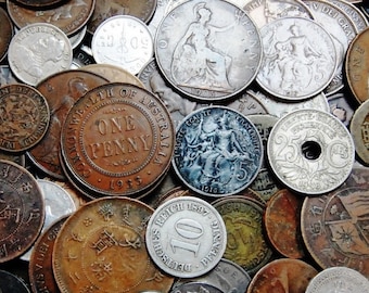 Antique World Coin Collection: 50 Coins, All 75+ Years Old, Some Date Back to 1800s