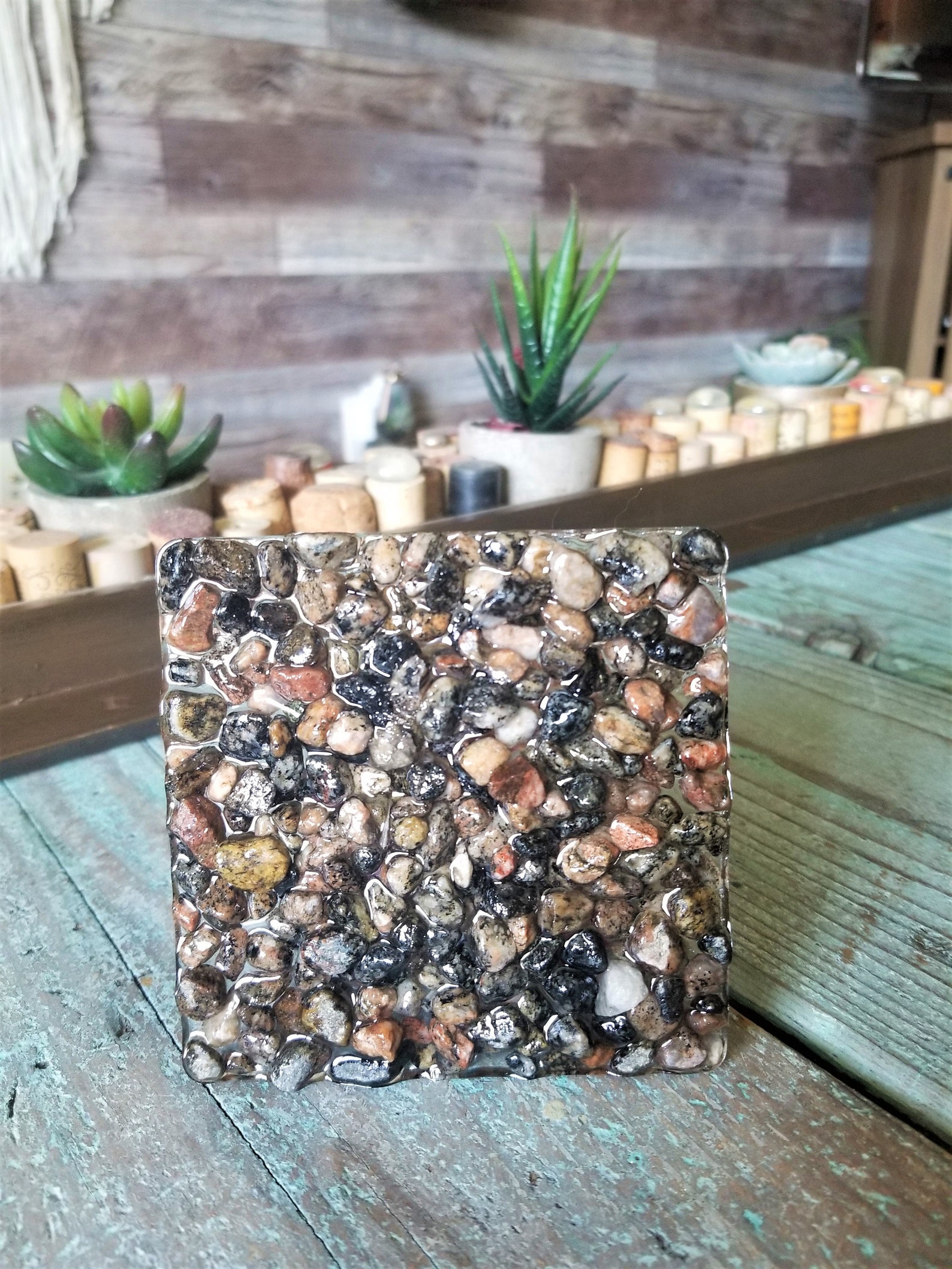 Rock Resin Coasters With Dried Flowers Dried Leaves or Etsy