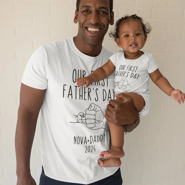 Our First Father's Day Onesie®, Personalized Father's Day Onesie PNG, Digital