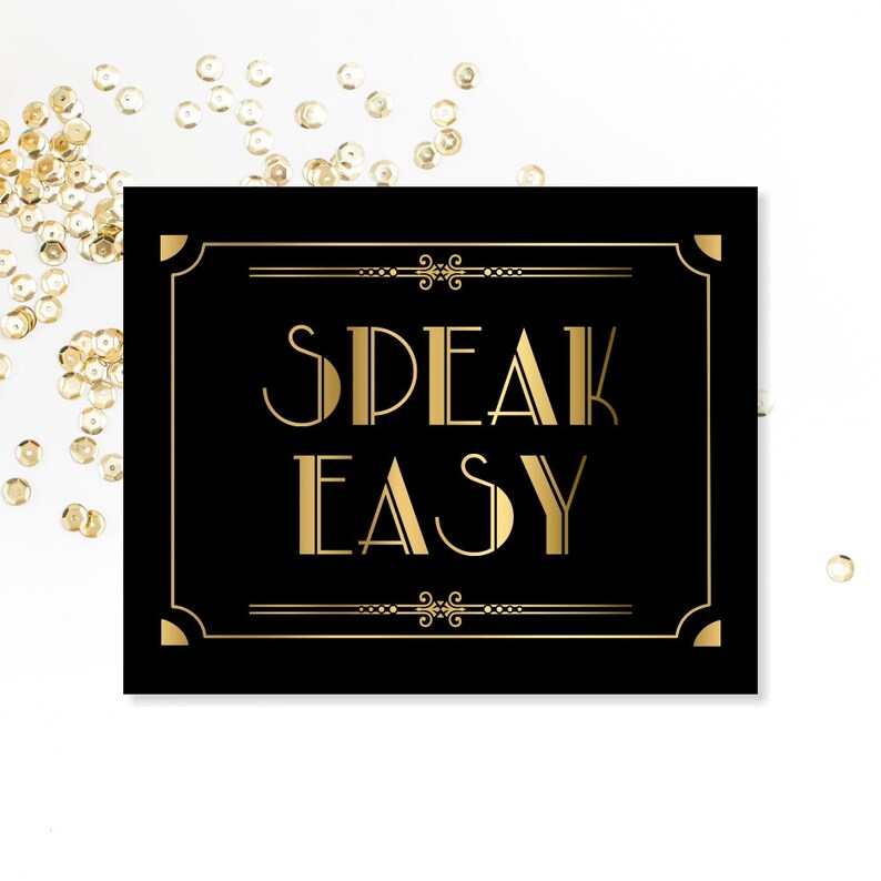 SpeakEasy PRINTABLE Sign Speak Easy Party Bar Sign Art | Etsy