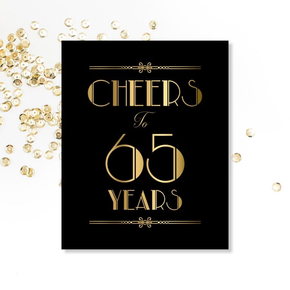 Cheers To 65 Years 65th Birthday Sign Printable Sign 65th Etsy