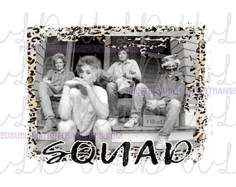 Squad Girls PNG digitaal ontwerp voor schermen of sublimatie *Instant Download*, Gouden, luipaard
