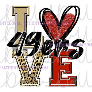 Love 49ers PNG Sublimation, Water Slide Design *Instant Download* Digital Transfer, red/gold glitter, leopard