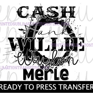 Cash Hank Willie Waylon Merle PNG Digital Design *instant Download ...