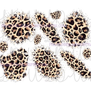 Distressed Patches Leopard PNG Sublimation, Water Slide Design *Instant Download* Digital Transfer, Cheetah Black/Brown