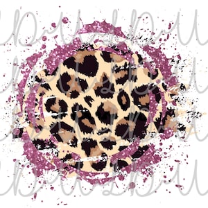 Leopard Pink Glitter Grunge Background PNG Digital Design for Screens or Sublimation *Instant Download*, Splash, Cheetah