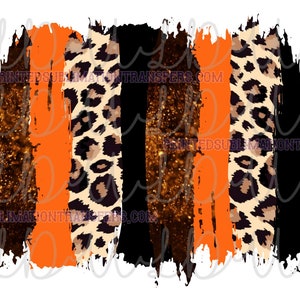 Paint Stroke Orange/Black/Leopard PNG Sublimation Water Slide Design *Instant Download* Digital Christmas Valentine Background Cheetah