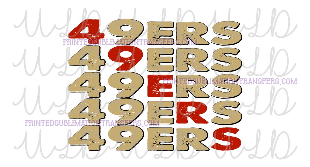 49ers Stacked Word Art Screen Print Heat Transfer