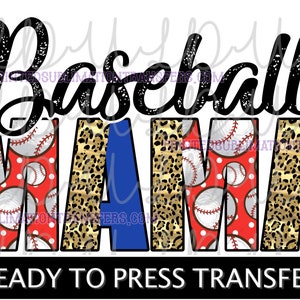 Baseball Mama Red/White/Blue Leopard Sublimation Design *READY to PRESS* Print Transfer, mommy momma mom