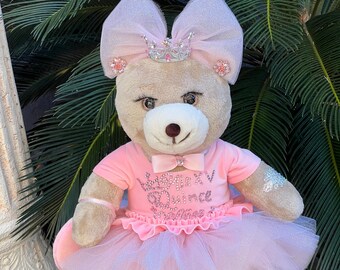 Handmade Princess Teddy Bear Keepsake, 15th Birthday Quinceañera Decor