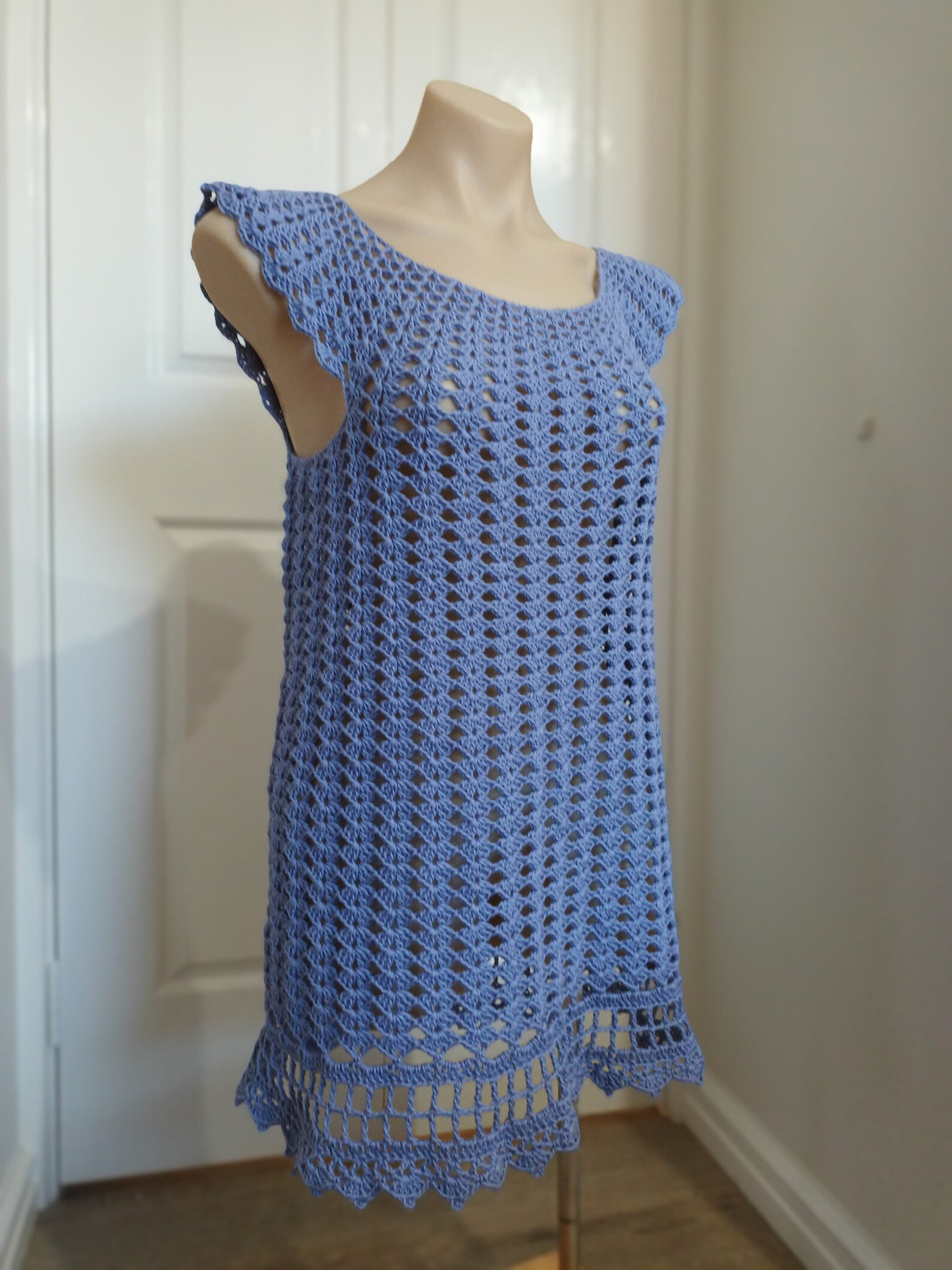 Crochet Collar Dress, Orchid Blue