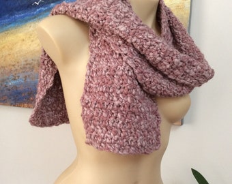 Antique pink sparkly crochet scarf, sparkly crochet scarf, handmade scarf, winter scarf, warm winter scarf