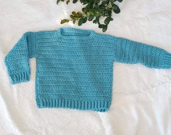 Blue crochet sweater or pullover - 3 years plus