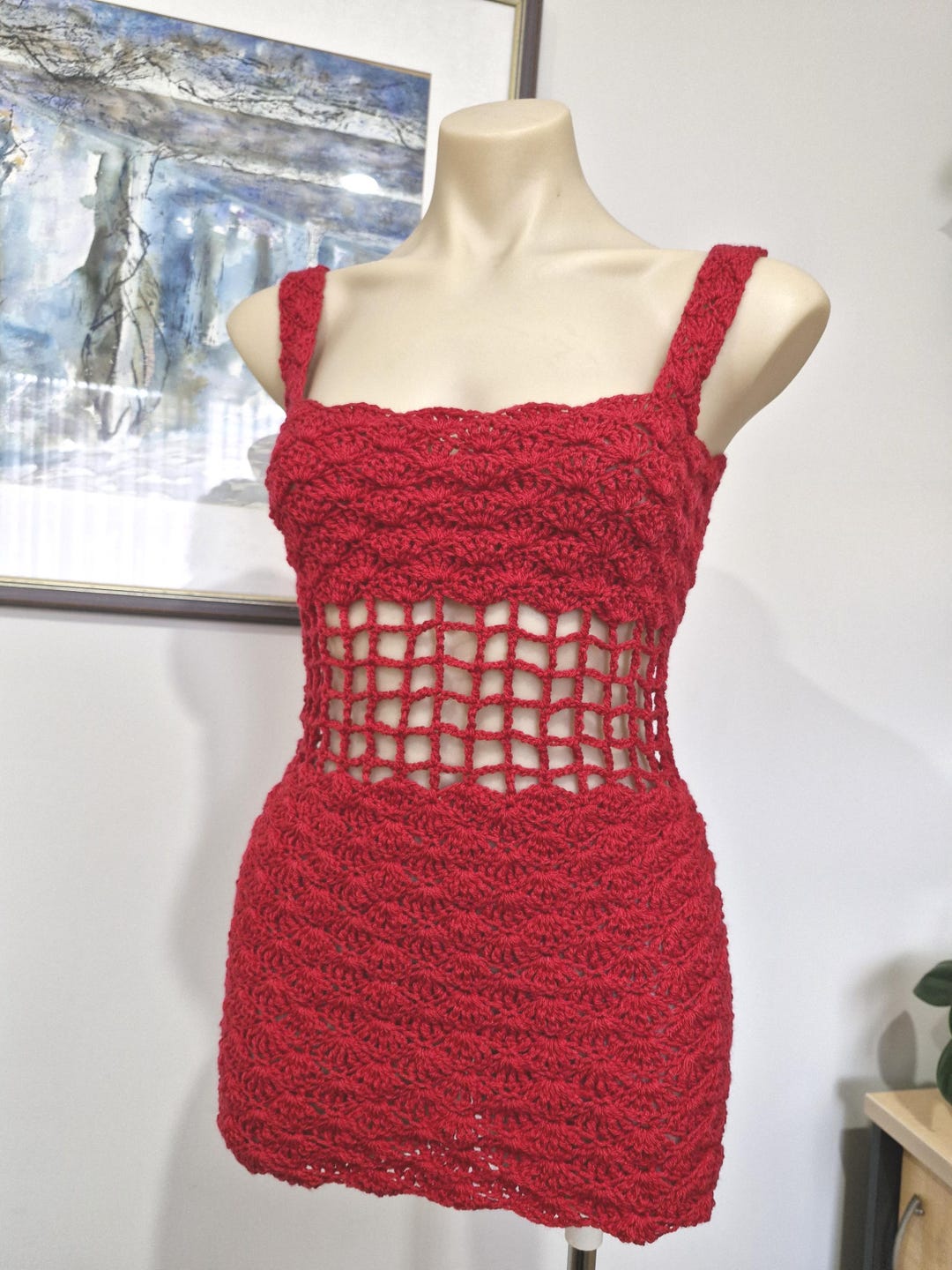 red crochet bodycon dress Sexy Lacy Body Con Mini Dress, Valentine's Day Dress, Red Dress, Cocktail Dress, Party Dress, Festival Dress, Crochet crochet elegant dress