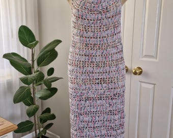 Lacy crochet halter dress, beach dress, cocktail dress, party dress, formal dress, maxi dress, full length gown, crochet halter maxi dress.