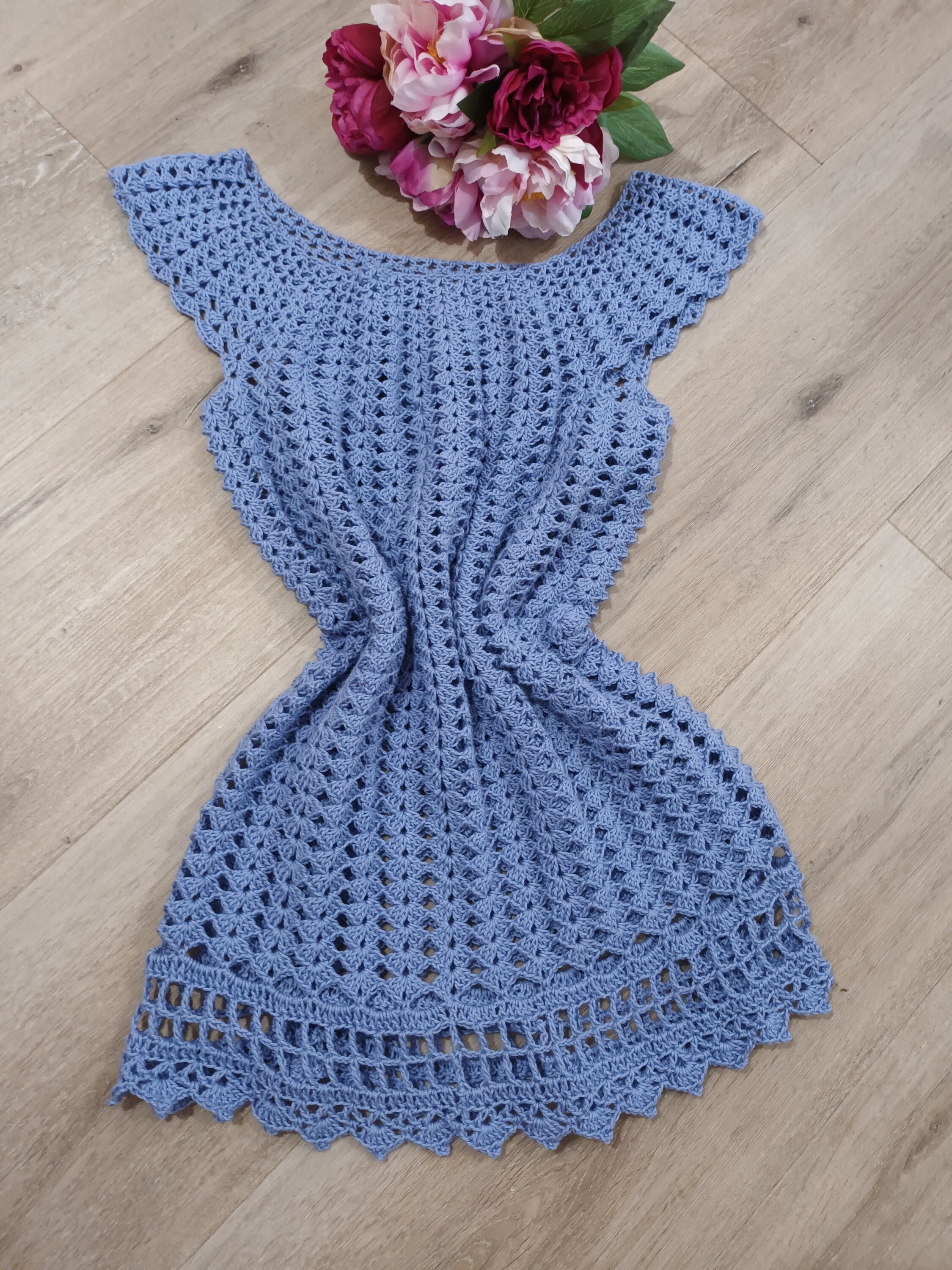 Blue Crochet Knit Beach Dress