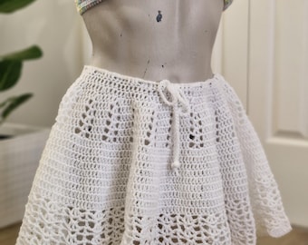 White crochet skirt, crochet skirt, summer crochet skirt, beach skirt, summer skirt, boho crochet mini skirt,made in Australia