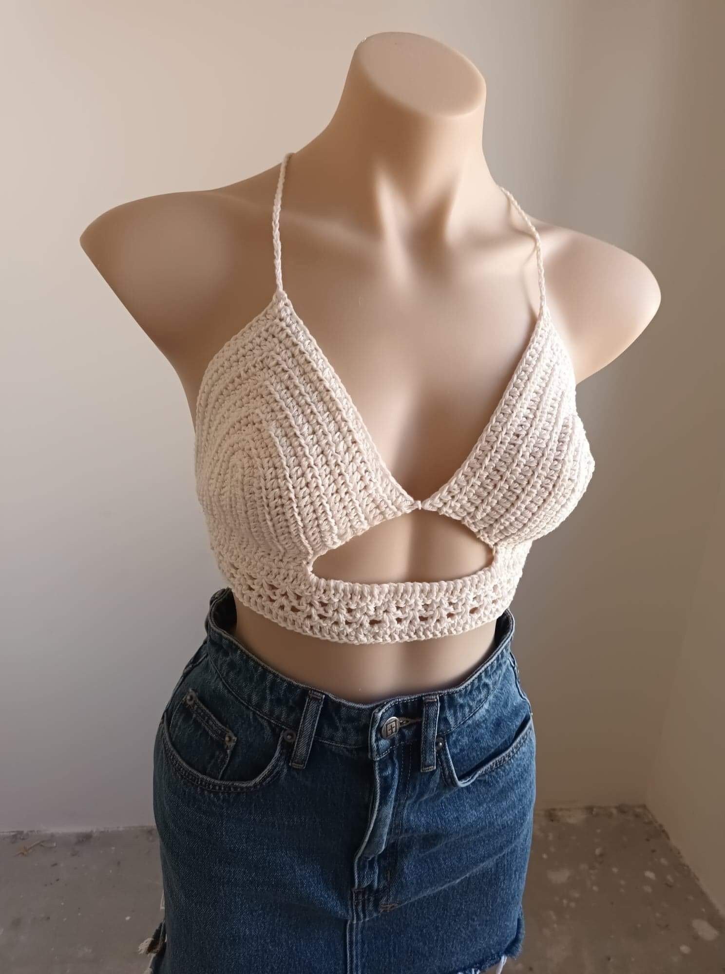 Jdesigns Crochet Peekaboo Bralette Medium customizable 