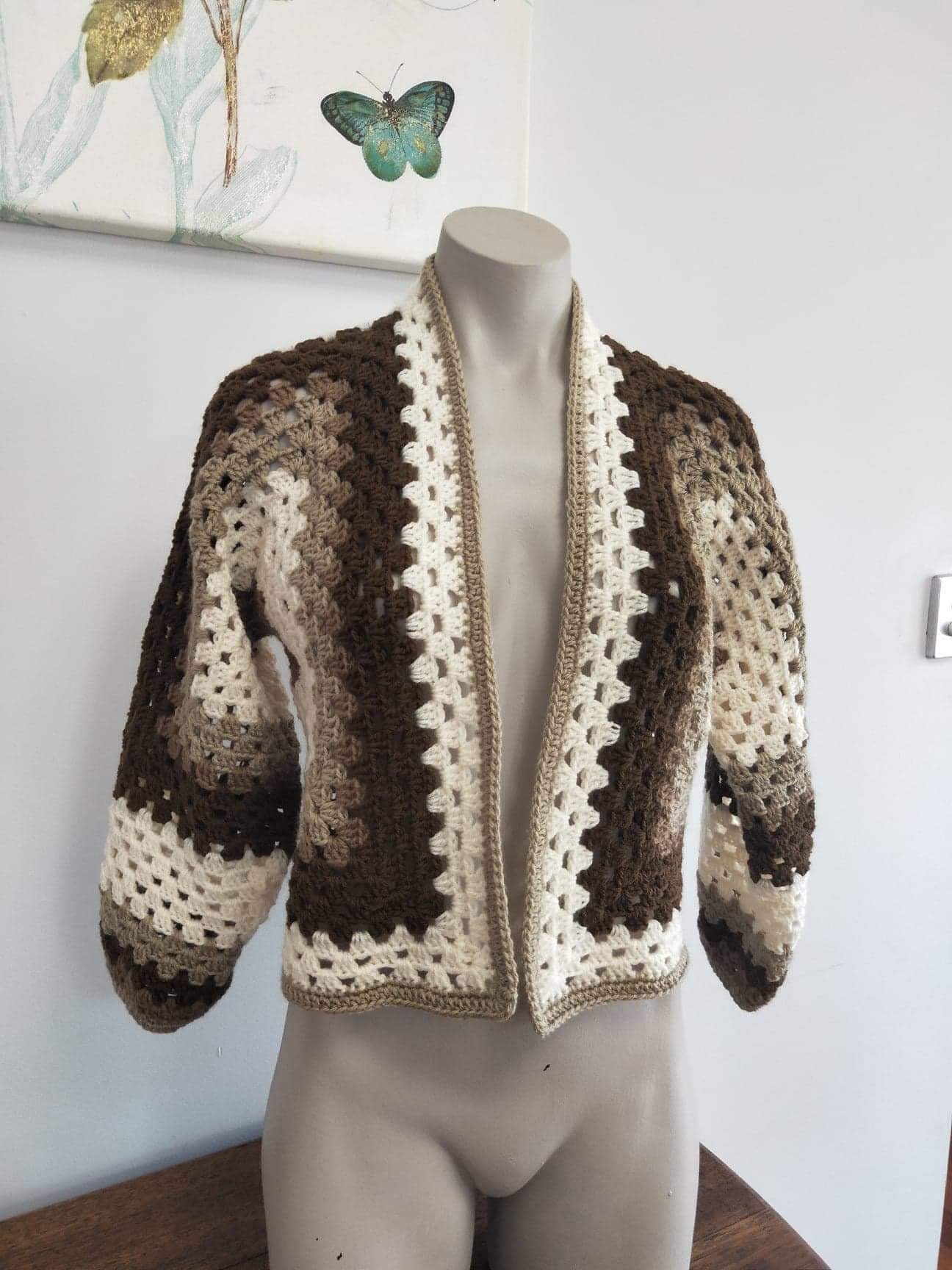 Brown Crochet Granny Hexagon Sweater or Cardigan - Etsy