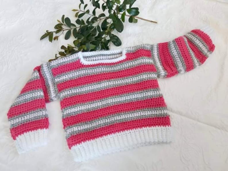 Pink grey white Pre schooler’s crochet sweater - yr to old Recommended 4 Manufacturer OFFicial shop 3