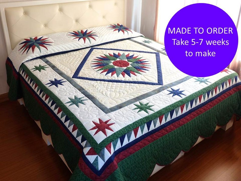 Mariner's Compass Star Quilt Mariners Compass Handmade Etsy